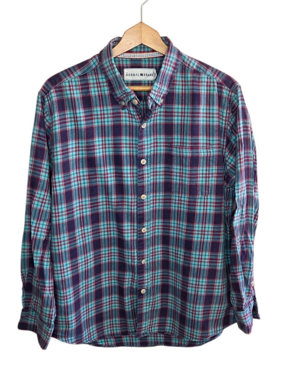 The Normal Brand Plaid Flannel Button Front Shirt Mens Size Large